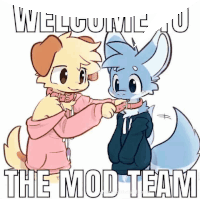 a cartoon of a dog and a wolf with the words " the mod team " on the bottom