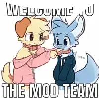 a cartoon of a dog and a wolf with the words " the mod team " on the bottom