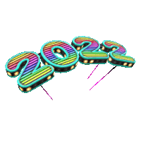 a neon sign that says 2022 with a white background