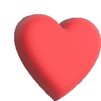 a red heart on a white background that looks like it is floating in the air