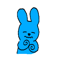 a blue rabbit with a swirl around its neck