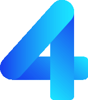 a blue number four is against a white background