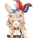 a girl with bunny ears is wearing a hat with feathers .