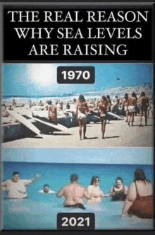 a poster that says the real reason why sea levels are raising 1970 2021