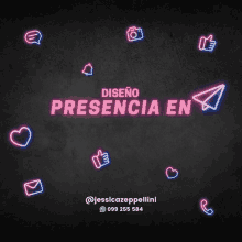 a neon sign that says presencia en on it