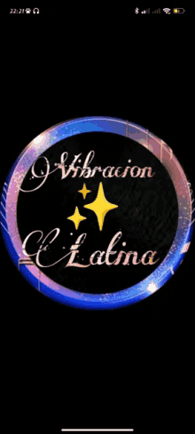 a phone screen displays a logo for vibracion catalina