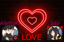 a neon sign that says love and has a heart in it