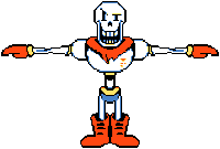 a pixel art drawing of papyrus from undertale with his arms outstretched