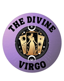 a logo for the divine virgo with a tarot card in the center