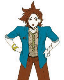 a cartoon of a boy in a blue jacket and tie .