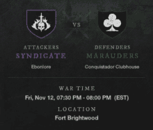 a poster for a game between the attackers and defenders