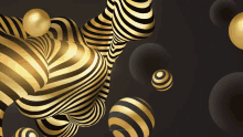 gold and black striped balls on a black background with the website www.artstation.com at the bottom