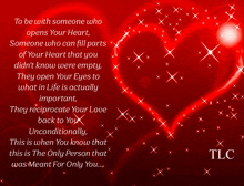 a red heart with the words to be with someone who opens your heart written below it