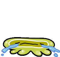 a cartoon drawing of a hot dog crying with tears coming out of its eyes