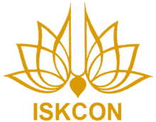 a logo for iskcon shows a lotus flower