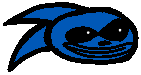 a pixel art of a blue sonic the hedgehog with a black mask on .