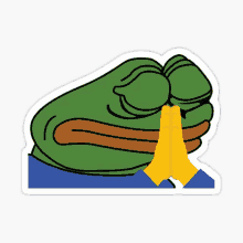 a sticker of pepe the frog with his eyes closed