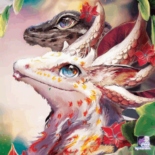 a painting of a lizard and a deer with the words paint by number below it