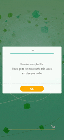 an error message that says there is a corrupted file on a green background