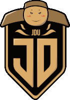 a logo for jdu with a smiley face on top