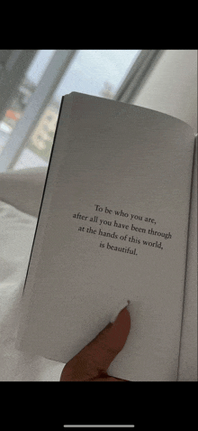 a book is open to a page that says " to be who you are "