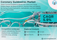 an advertisement for a coronary guidewires market with a competitive landscape and regional analysis