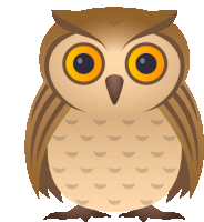 a brown owl with big yellow eyes is standing on a white background