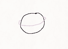 a drawing of a circle with a purple circle around it