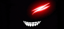 a black background with a red lightning bolt and a smile