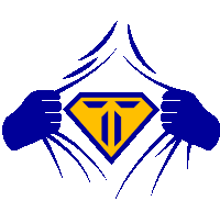 a superhero logo with a letter t on it