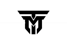 a black and white logo with the letter m in the middle