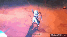 a pixel art of a person with a sword in a video game .