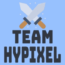 a logo for team hyppixel with two crossed swords on a blue background