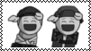 a black and white cartoon of two people laughing and smiling .