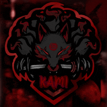 a logo with a fox and the word kami