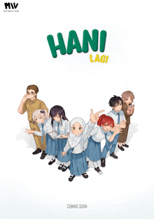 a poster for hani lagi shows a group of children and a teacher