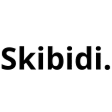 a black and white logo for a company called skibidi on a white background .