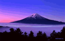 a picture of a mountain with trees in the foreground and the words wall-paper.co below it