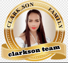 a clarkson family logo with a picture of a woman in the center