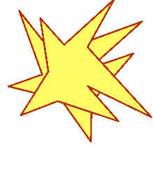 a cartoon drawing of a yellow star with red lines