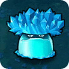 a cartoon illustration of a plant with ice crystals growing out of it .