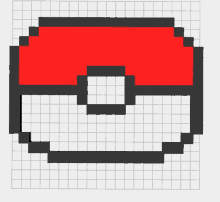 a pixel art of a pokemon ball with a red top