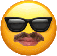 an emoji with sunglasses and a mustache on it