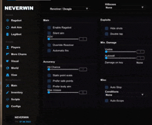 a screenshot of the neverwin settings page shows various options