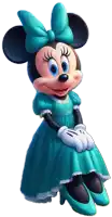 minnie mouse wearing a blue dress and heels