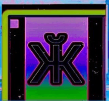 a rainbow colored logo with the letter k in the middle