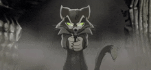 a cat with green eyes is pointing a gun