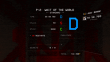 a screenshot of a game that says wait of the world on it