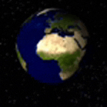 a computer generated image of the earth spinning in space surrounded by stars .