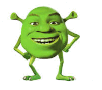 shrek from the movie shrek is smiling with his hands on his hips .